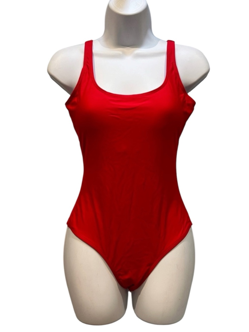 Classic Red Scoop Neck One-Piece Swimsuit Small NWOT